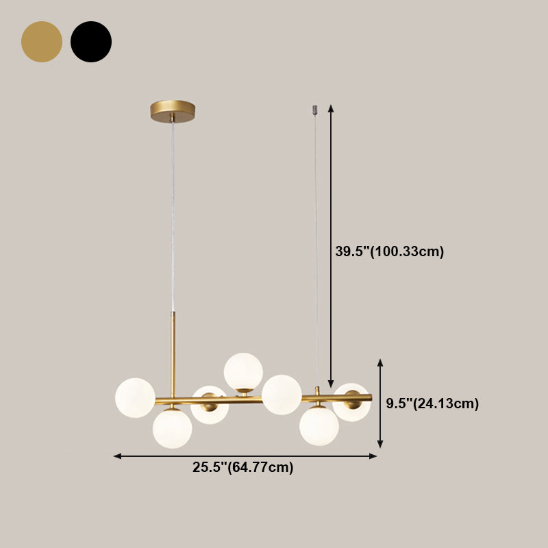 Multi-Head Island Lighting Fixtures Modern Restaurant Suspension Lamp with Glass Shade