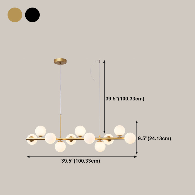 Multi-Head Island Lighting Fixtures Modern Restaurant Suspension Lamp with Glass Shade