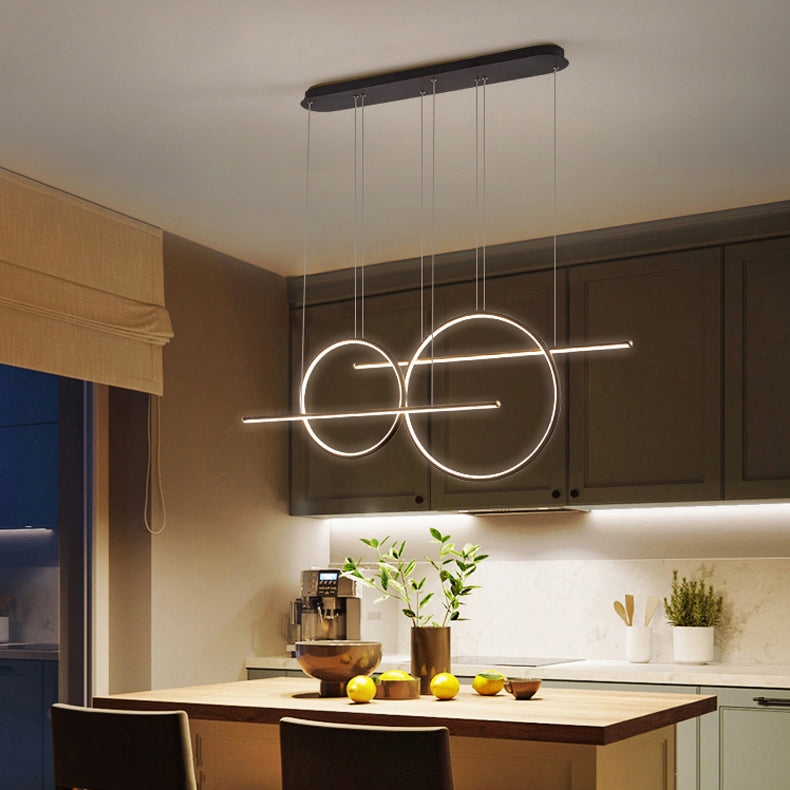 Pendre simple Light Black 4-Light Metal Pending Lighting Fixtures for Dining Room