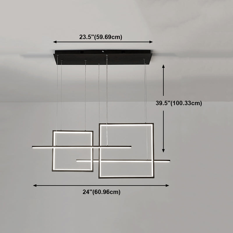 Pendre simple Light Black 4-Light Metal Pending Lighting Fixtures for Dining Room