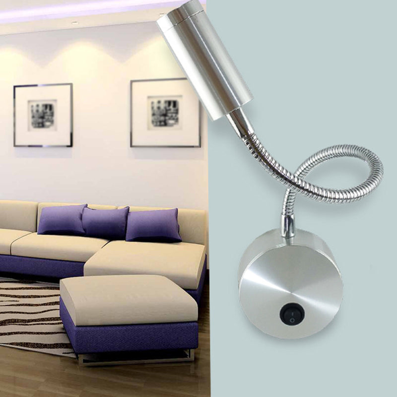 1 Light Round Wall Sconce Modern Style Metal Wall Mounted Reading Lights