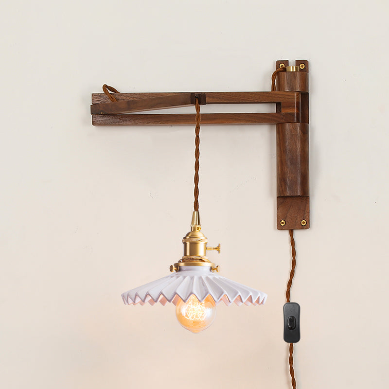 1 Light Geometric Wall Sconces Modern Style Wood Wall Mounted Lamps