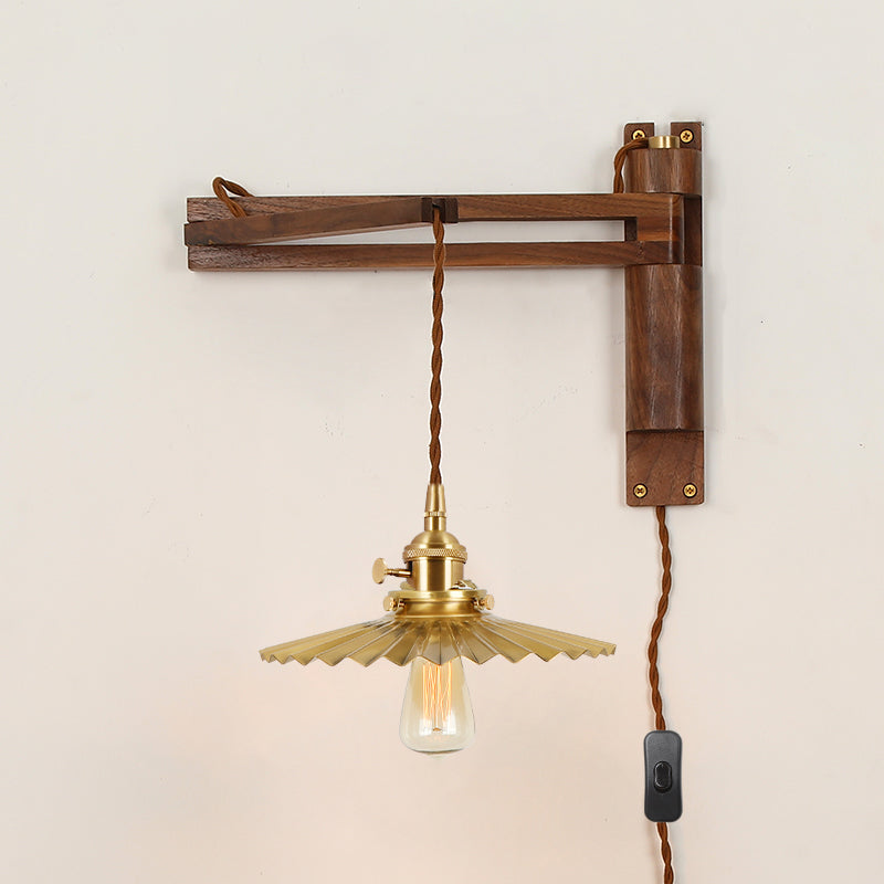 1 Light Geometric Wall Sconces Modern Style Wood Wall Mounted Lamps