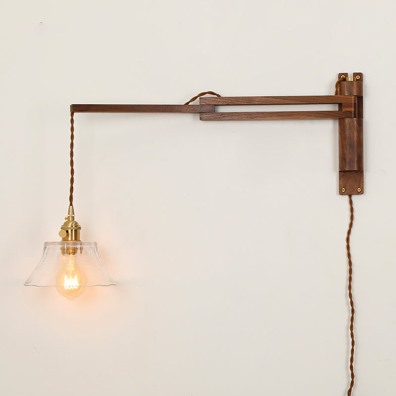 1 Light Geometric Wall Sconces Modern Style Wood Wall Mounted Lamps