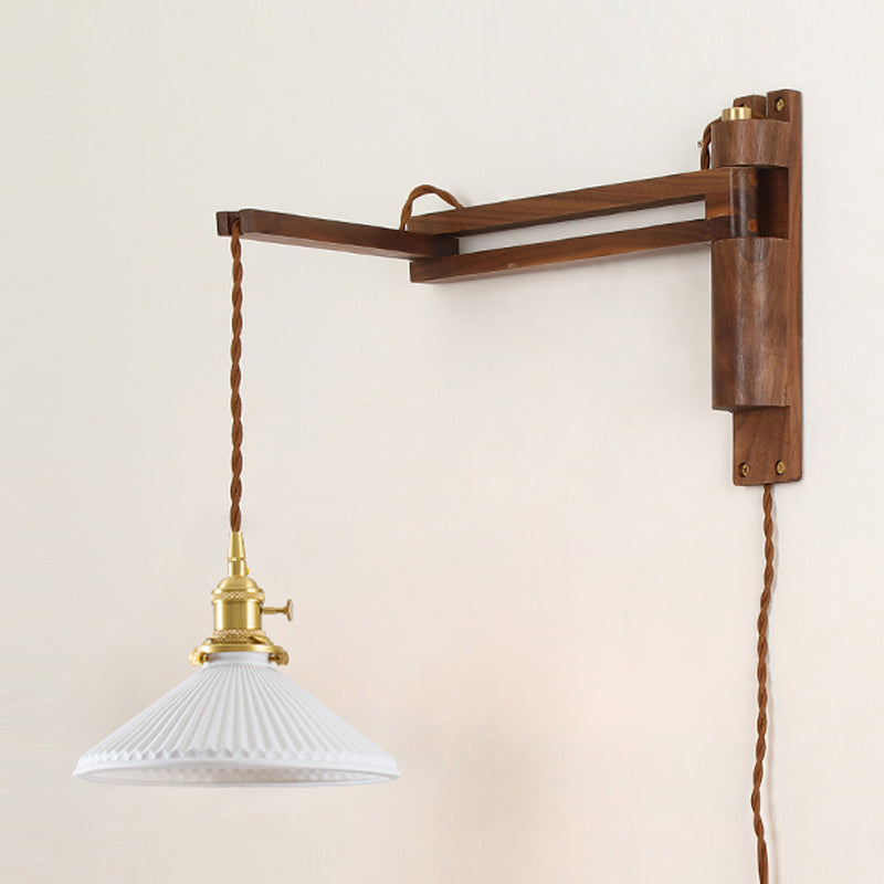 1 Light Geometric Wall Sconces Modern Style Wood Wall Mounted Lamps