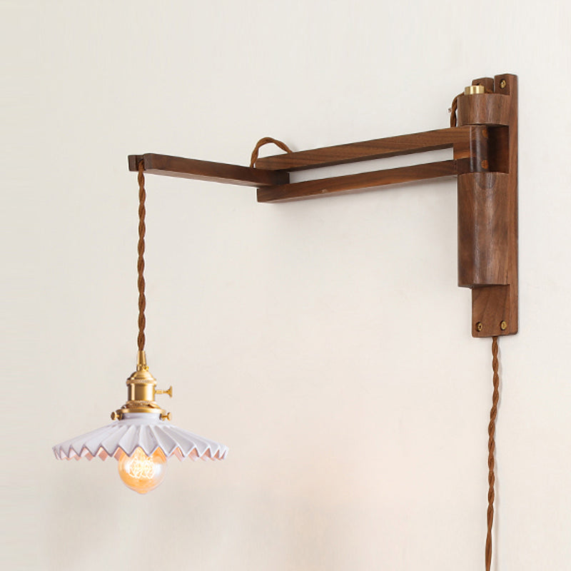 1 Light Geometric Wall Sconces Modern Style Wood Wall Mounted Lamps