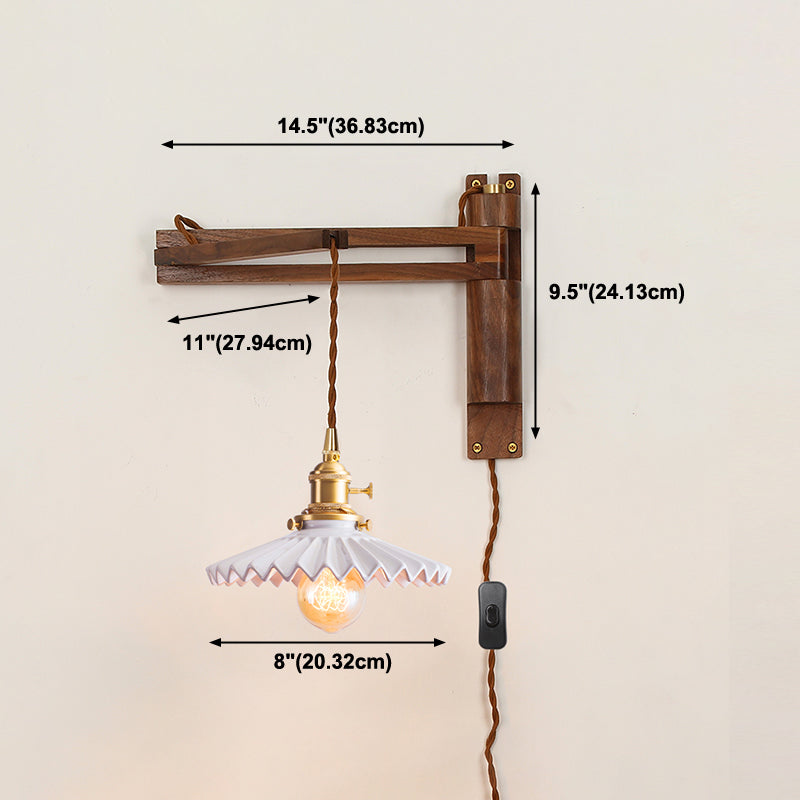 1 Light Geometric Wall Sconces Modern Style Wood Wall Mounted Lamps