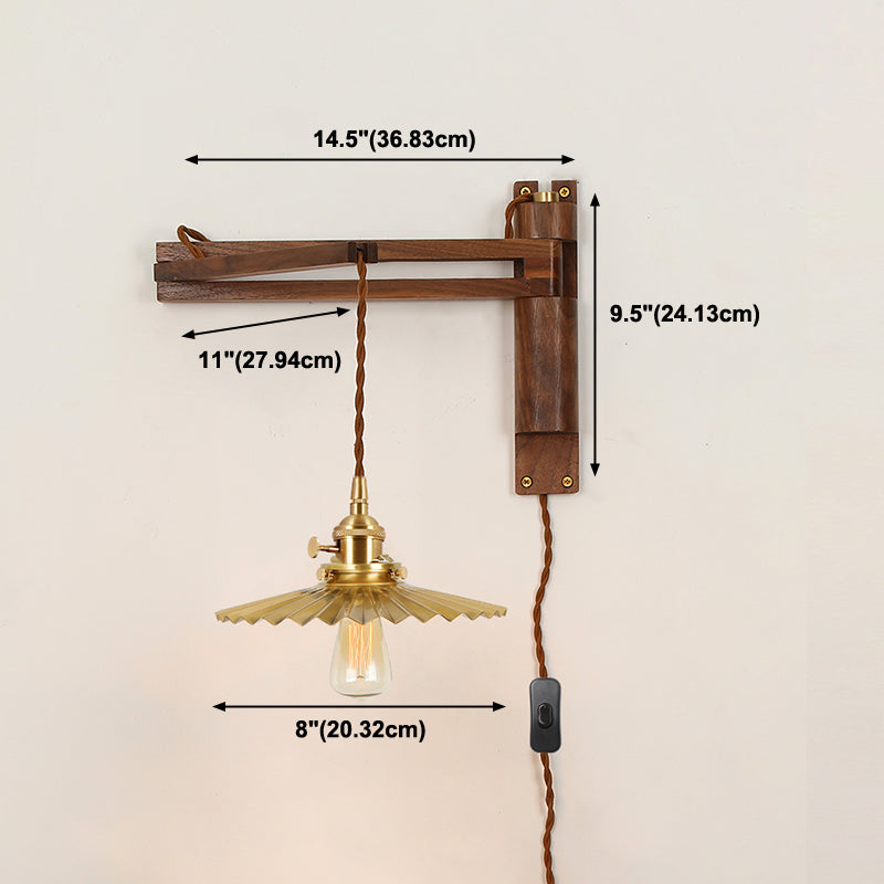 1 Light Geometric Wall Sconces Modern Style Wood Wall Mounted Lamps