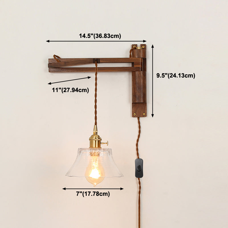 1 Light Geometric Wall Sconces Modern Style Wood Wall Mounted Lamps