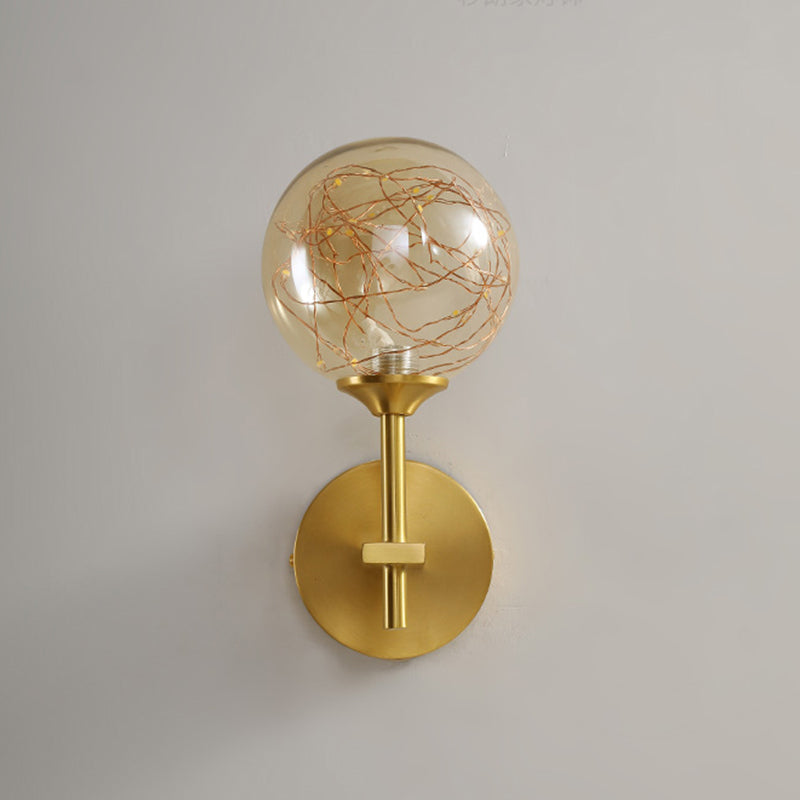 Glass Globe Wall Sconces Modern Style 1 Light Wall Mounted Lamps
