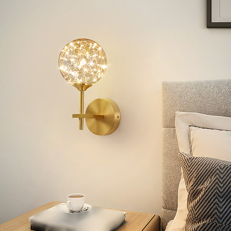 Glass Globe Wall Sconces Modern Style 1 Light Wall Mounted Lamps