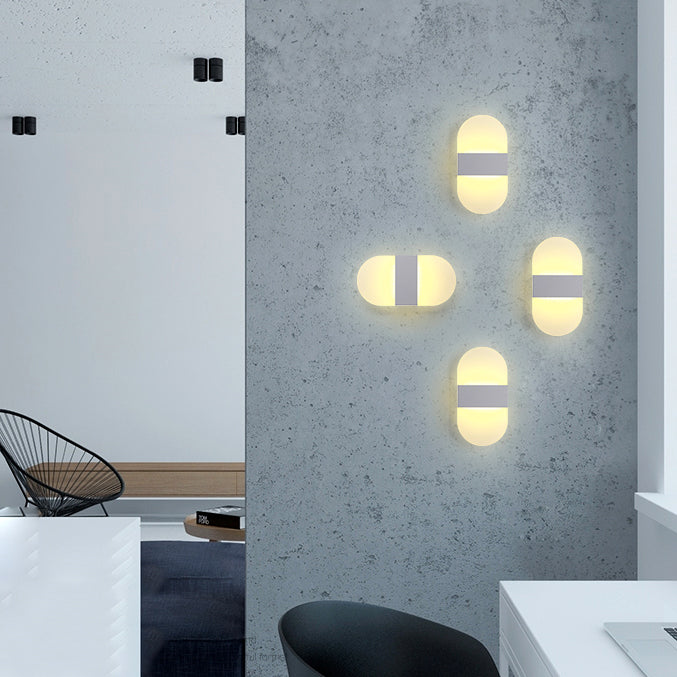 Geometry Shape Metal Wall Light Modern Style 1 Light Wall Mount Lamp in White