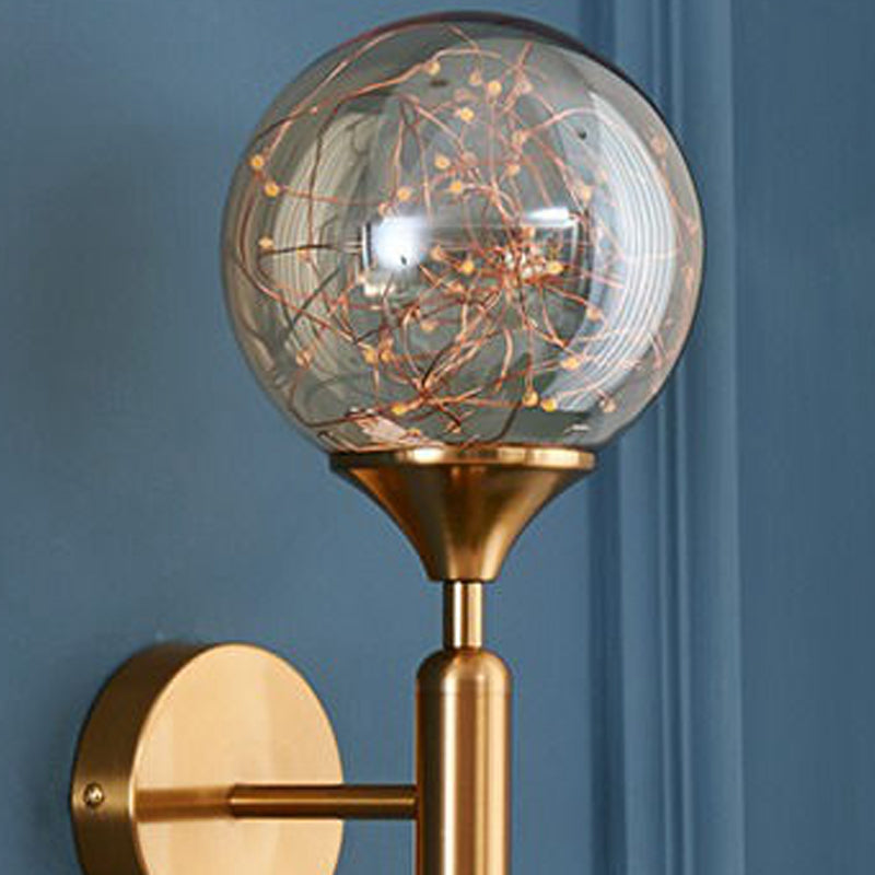 Lumière murale de forme sphérique Métal de style métal à 1 lumière Lumière