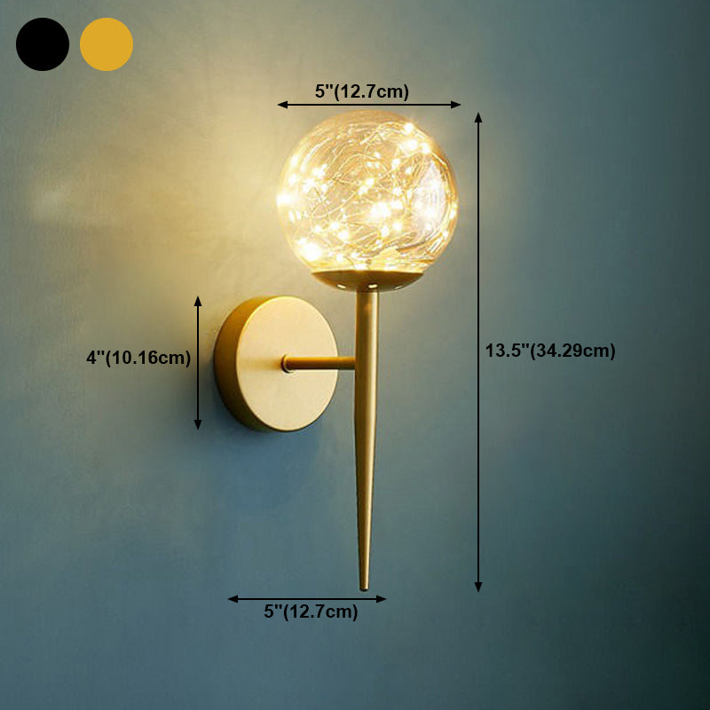 Lumière murale de forme sphérique Métal de style métal à 1 lumière Lumière
