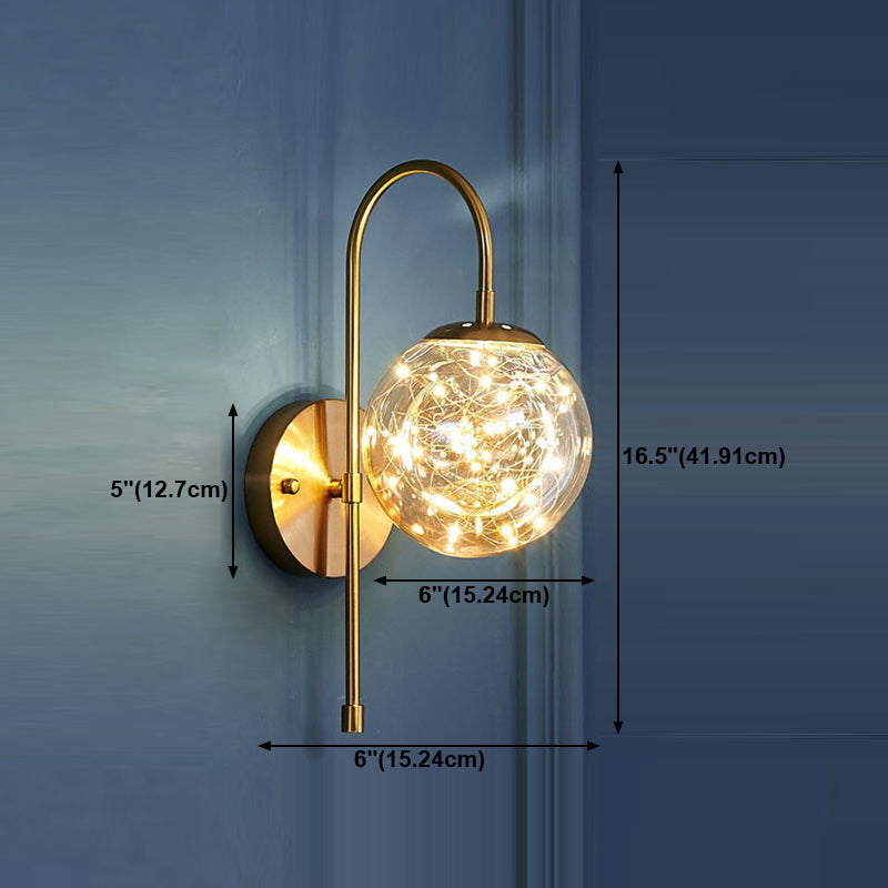 Lumière murale de forme sphérique Métal de style métal à 1 lumière Lumière