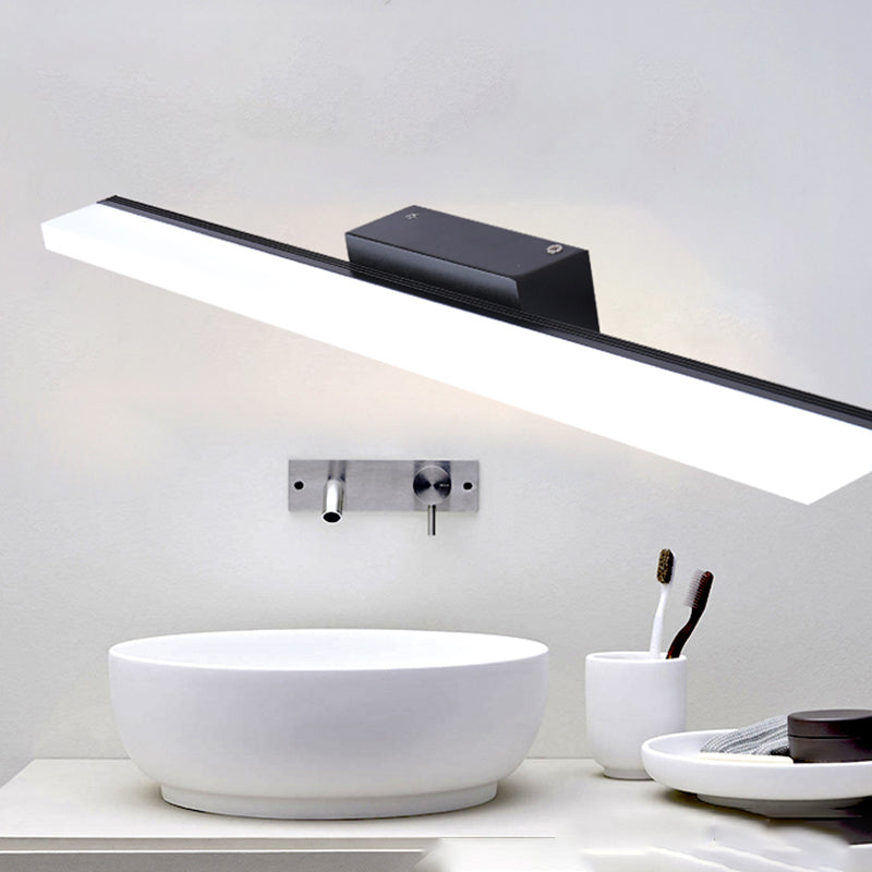 Linear Shade Metal Wall Sconce Modern 1 Light Mirror Wall Mount Light Fixture