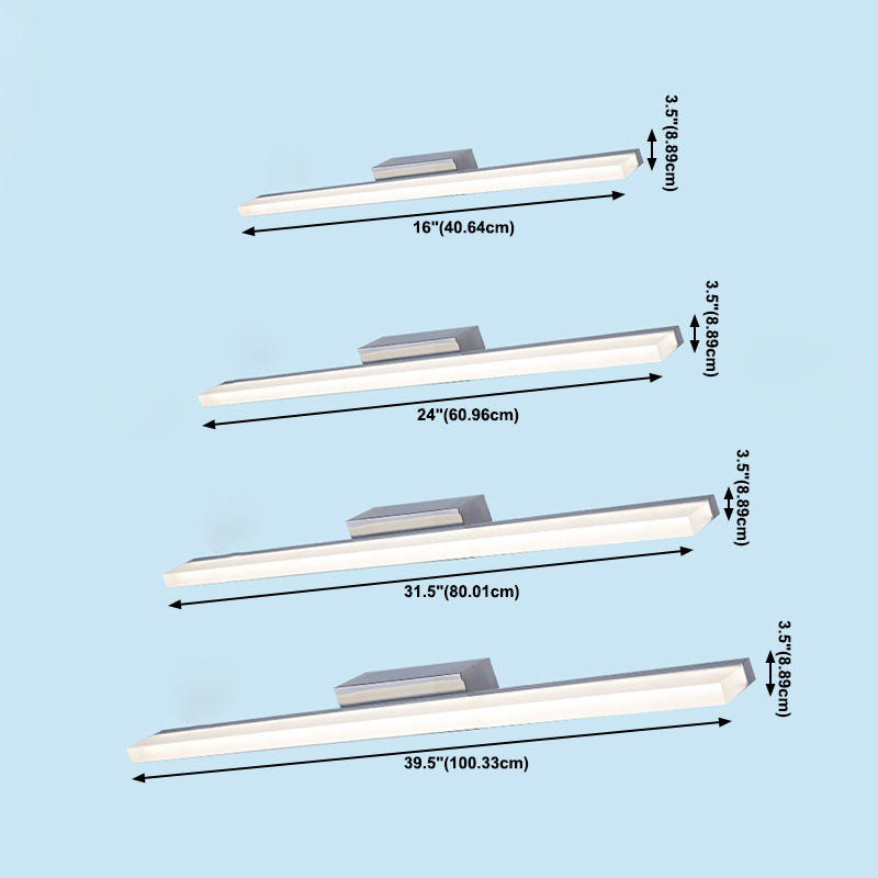 Linear Shade Metal Wall Sconce Modern 1 Light Mirror Wall Mount Light Fixture