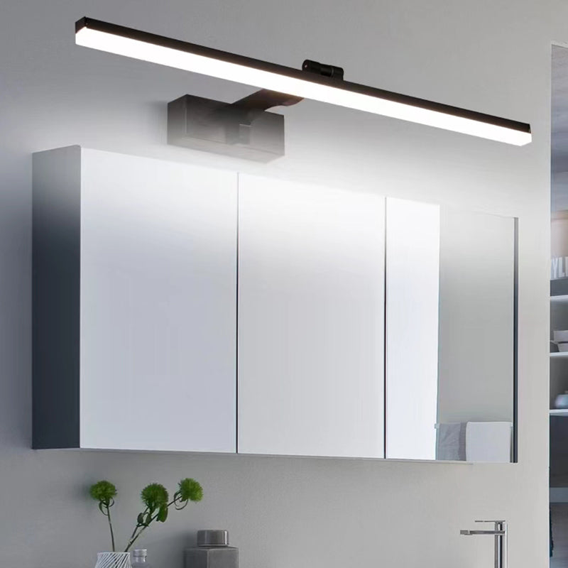 Lineal estilo moderno moderno tocador de tocador 1 luz de espejo LED de luz para baño en negro