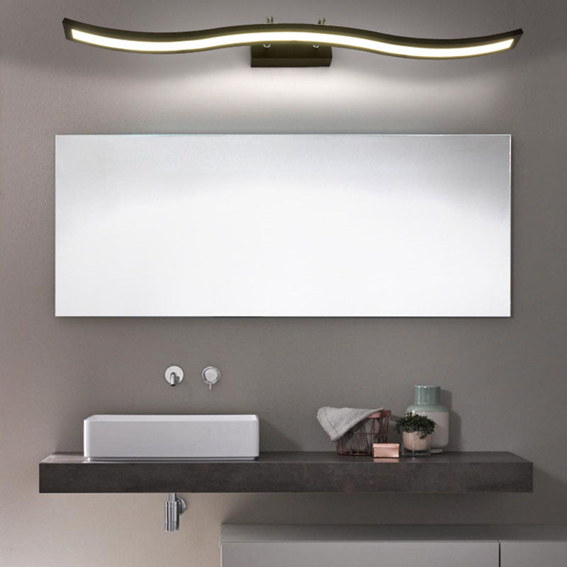 Metal Linear Shape Wall Light Modern 1-Light Mirror Wall Mount Light Fixture