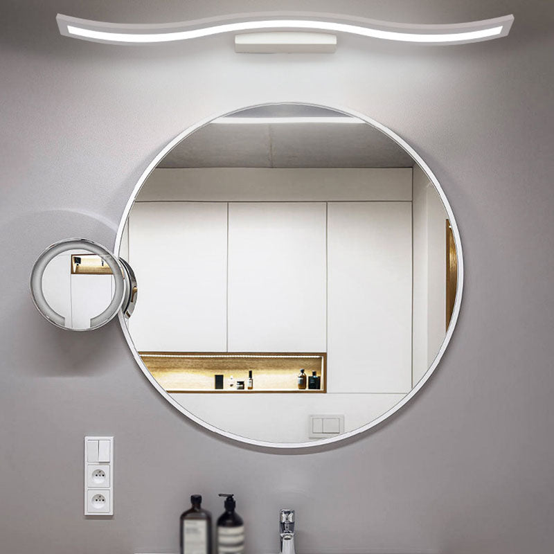 Metal Linear Shape Wall Light Modern 1-Light Mirror Wall Mount Light Fixture