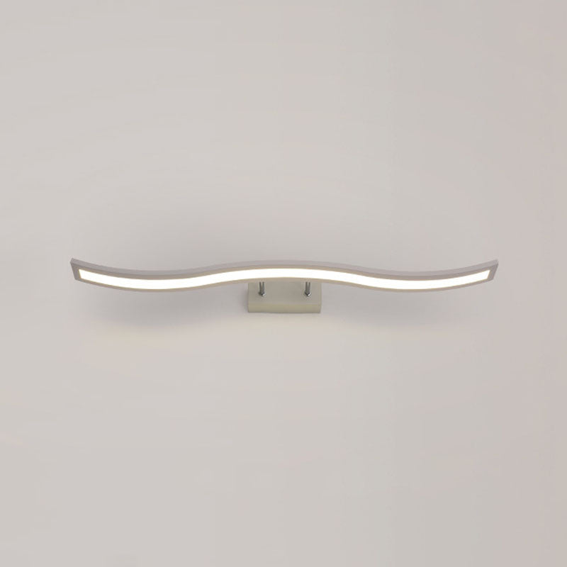 Metal Linear Shape Wall Light Modern 1-Light Mirror Wall Mount Light Fixture