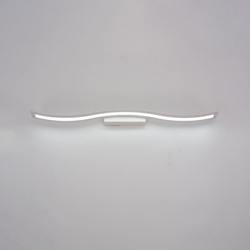 Metal Linear Shape Wall Light Modern 1-Light Mirror Wall Mount Light Fixture