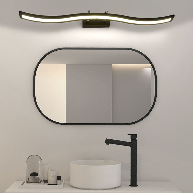 Metal Linear Shape Wall Light Modern 1-Light Mirror Wall Mount Light Fixture