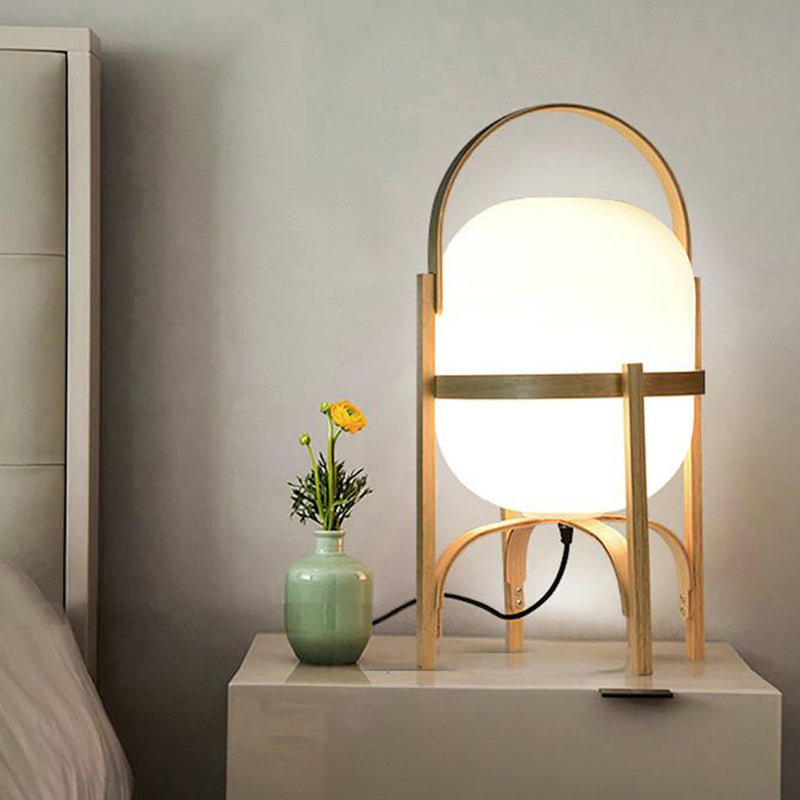 Geometric Night Table Lamps Modern Style Glass 1 Light Table Lamp in White