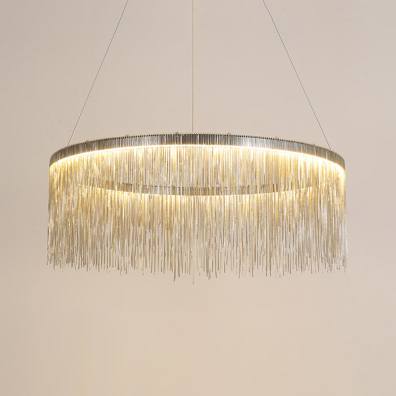 Modern Style Cylindrical Chandelier Metal 1 Light Hanging Lamp for Bedroom