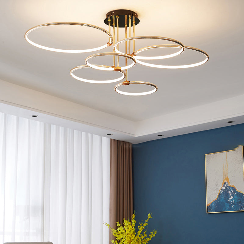 Lustres circulaires multiples modernes Restaurant du lustre en or suspendu