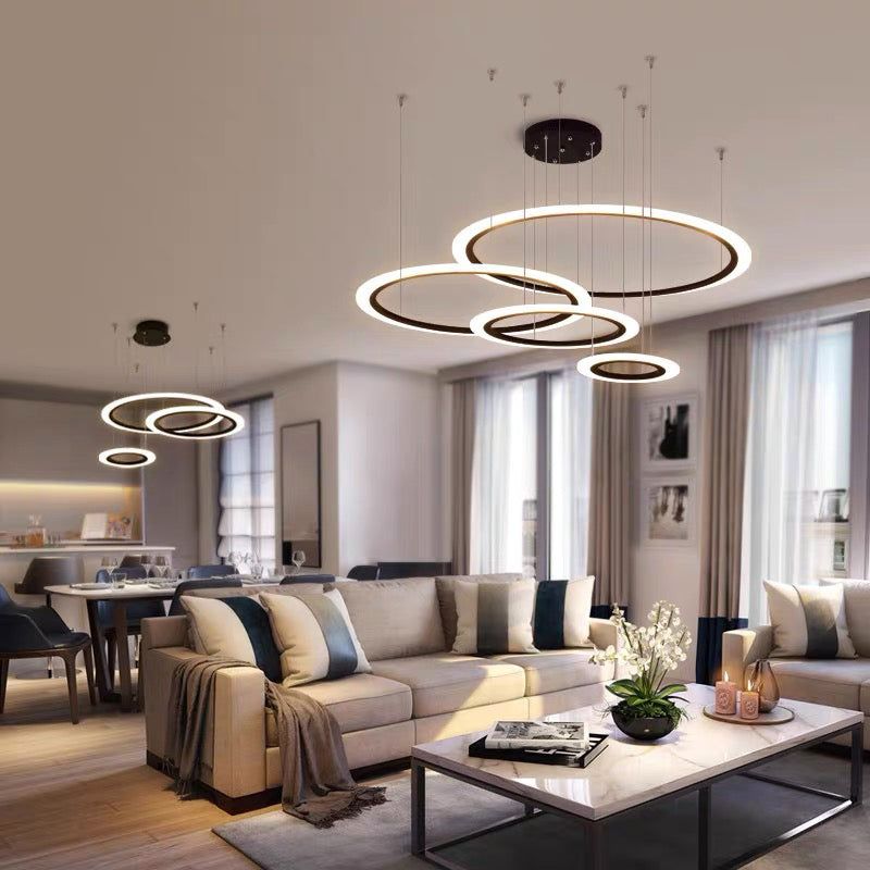 Restaurante de lámparas de lámparas de araña circulares negras contemporáneas