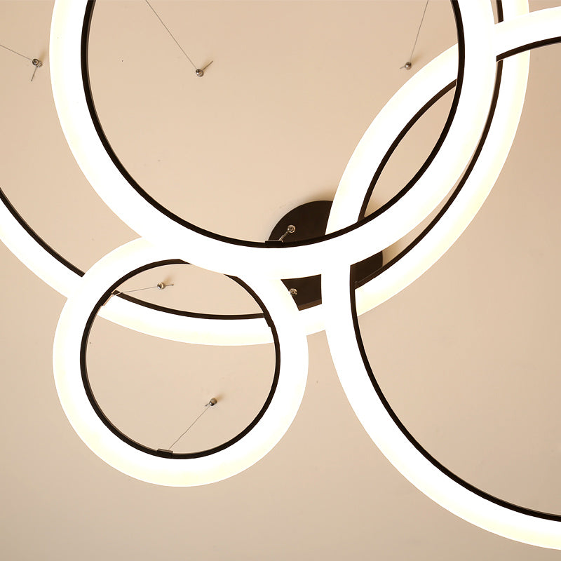 Restaurante de lámparas de lámparas de araña circulares negras contemporáneas