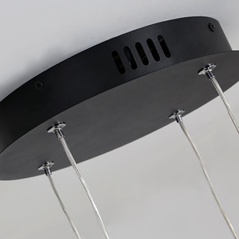 Restaurante de lámparas de lámparas de araña circulares negras contemporáneas