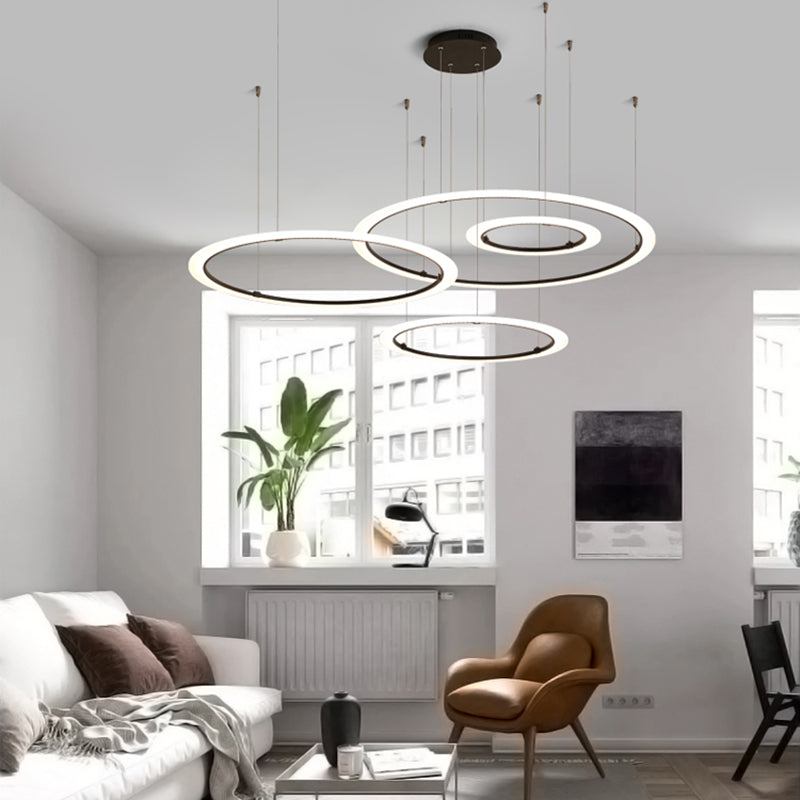 Restaurante de lámparas de lámparas de araña circulares negras contemporáneas