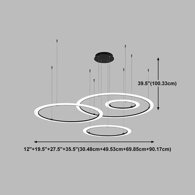 Restaurante de lámparas de lámparas de araña circulares negras contemporáneas