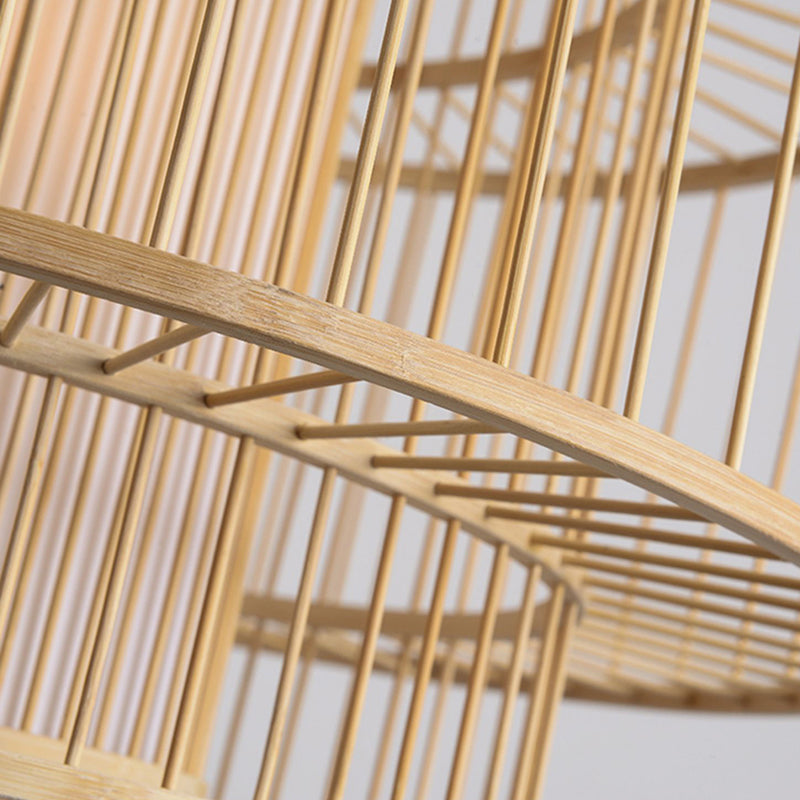 Chinese cilinderhangende lamp dineren beige rattan hanger plafondlicht met 1 licht