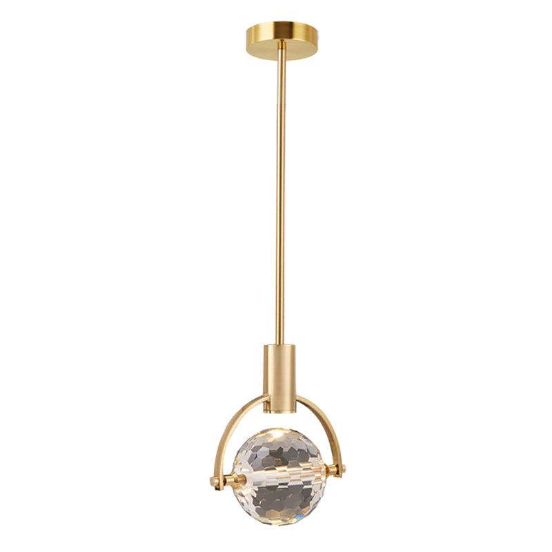 Forma sferica a forma di metallo appeso al soffitto Crystal Crystal 1 Light Sust Light in oro