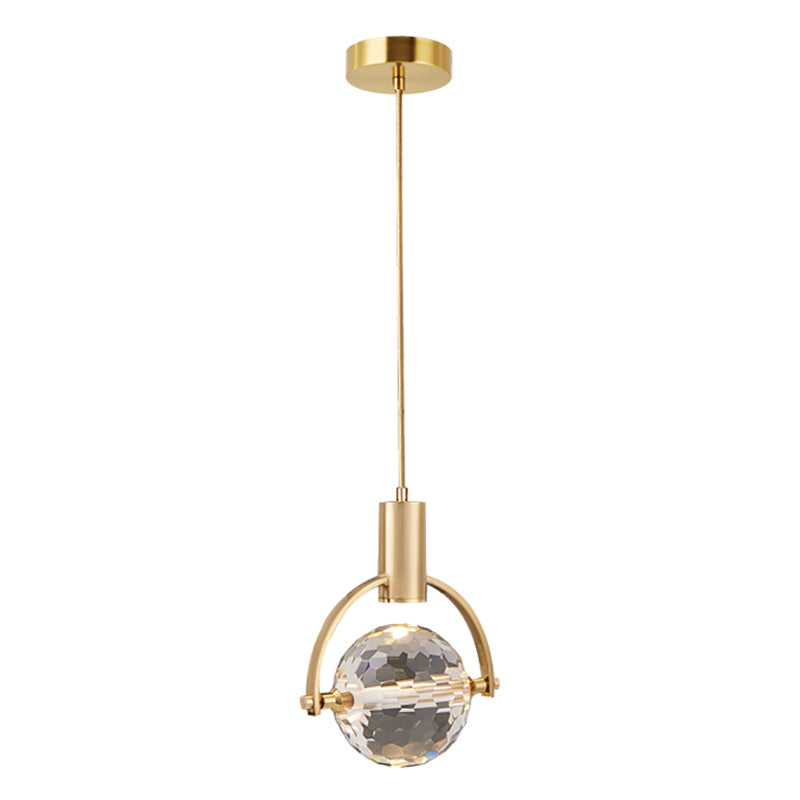 Forma sferica a forma di metallo appeso al soffitto Crystal Crystal 1 Light Sust Light in oro