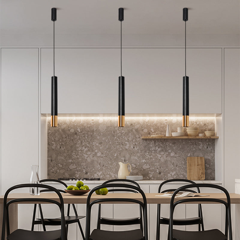 Forma del cilindro Libra del soffitto sospeso in metallo 1 Moderna luce a sospensione in nero