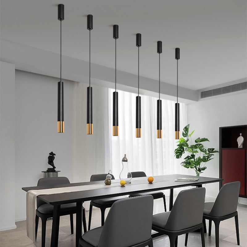 Forma del cilindro Libra del soffitto sospeso in metallo 1 Moderna luce a sospensione in nero