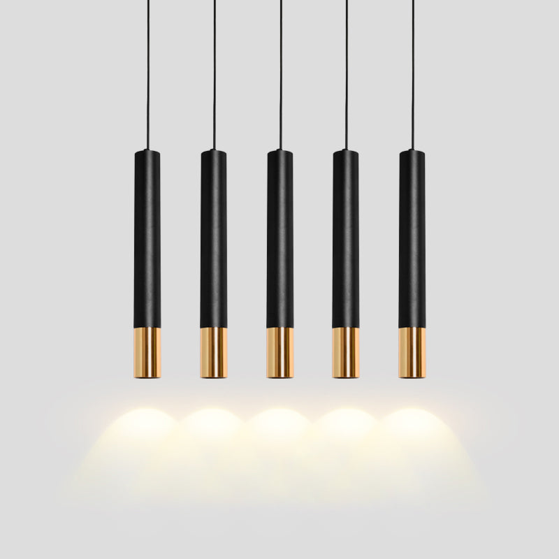 Forma del cilindro Libra del soffitto sospeso in metallo 1 Moderna luce a sospensione in nero