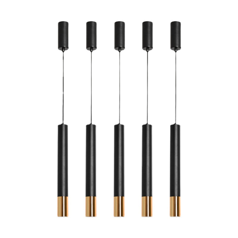 Forma del cilindro Libra del soffitto sospeso in metallo 1 Moderna luce a sospensione in nero