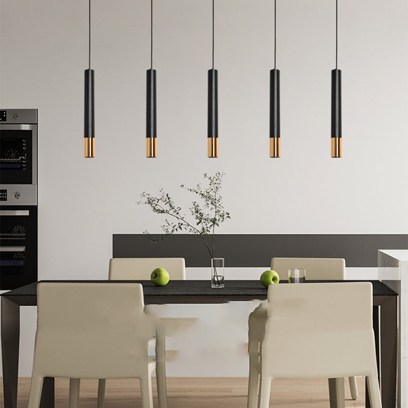 Forma del cilindro Libra del soffitto sospeso in metallo 1 Moderna luce a sospensione in nero