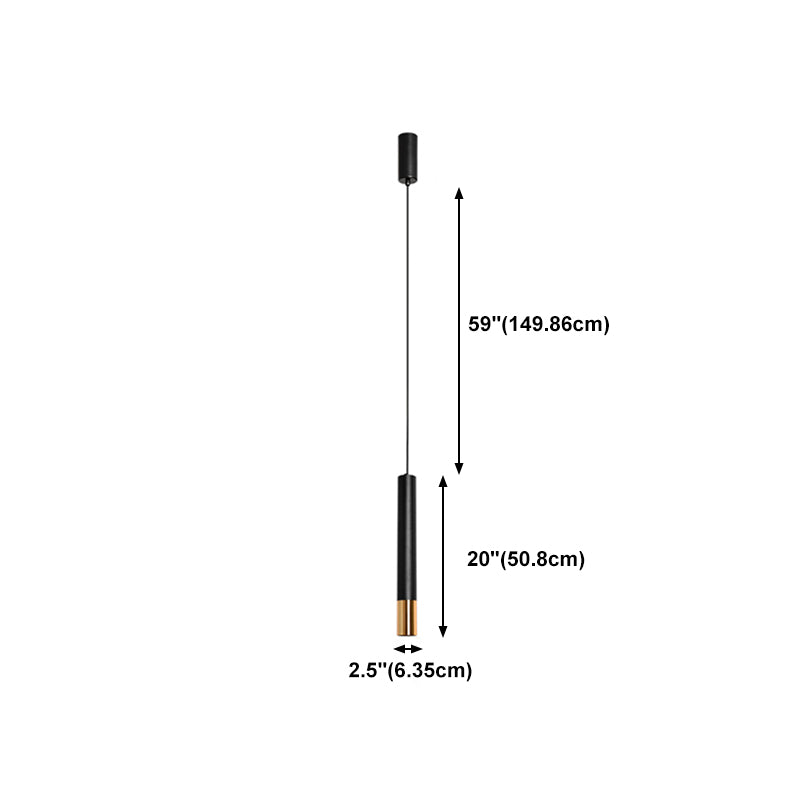 Forma del cilindro Libra del soffitto sospeso in metallo 1 Moderna luce a sospensione in nero