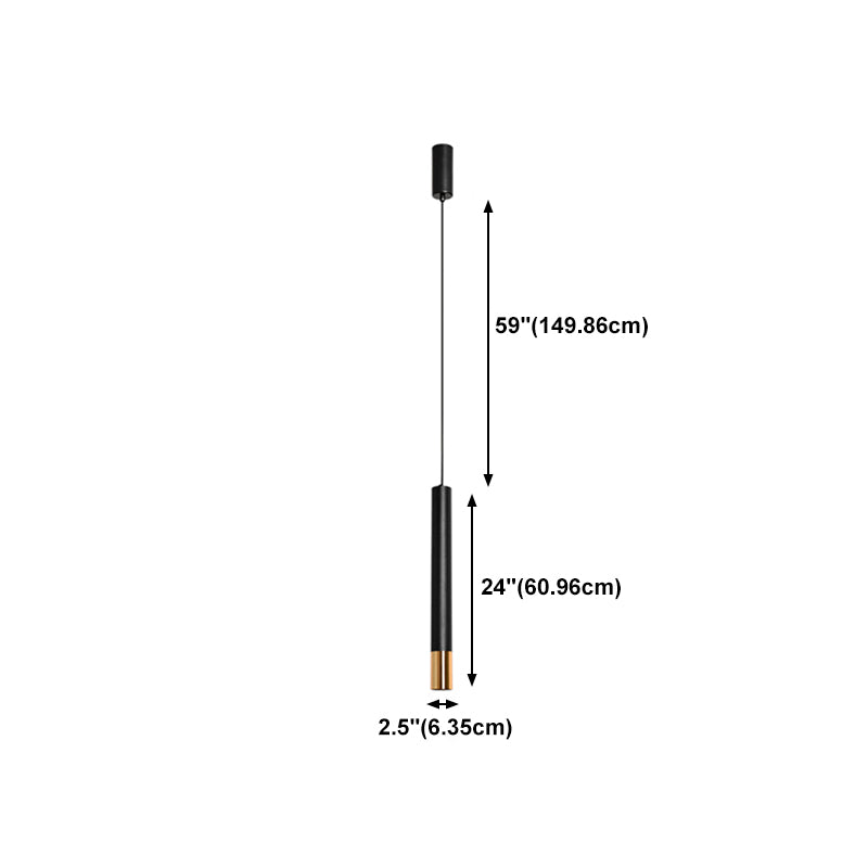 Forma del cilindro Libra del soffitto sospeso in metallo 1 Moderna luce a sospensione in nero