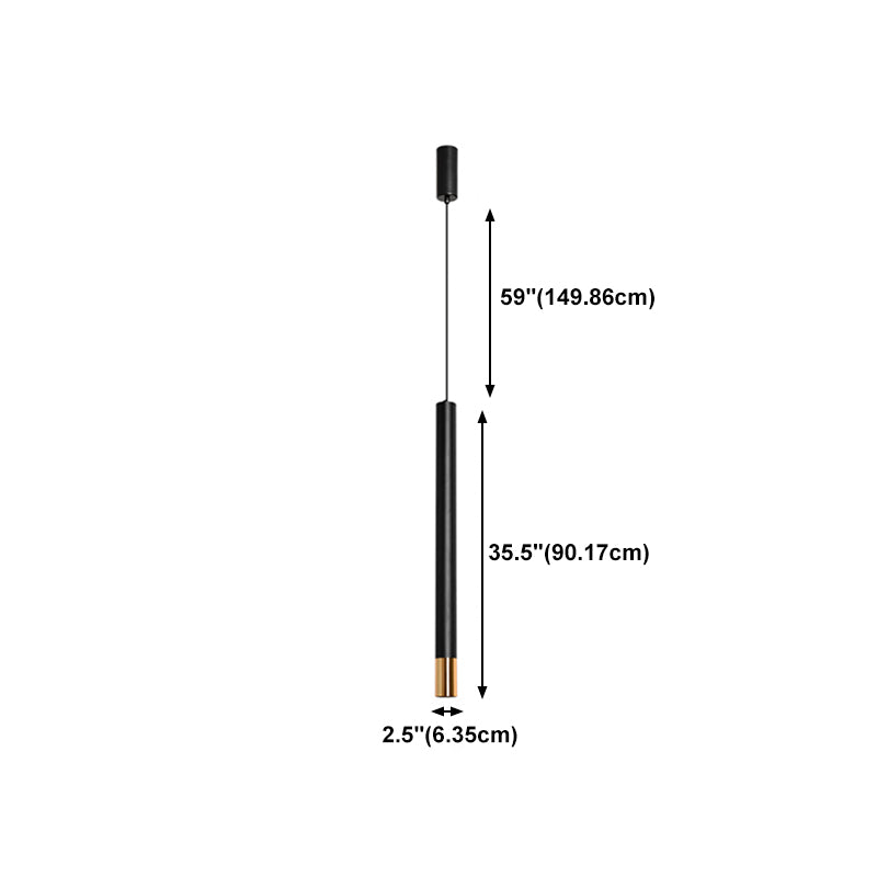 Forma del cilindro Libra del soffitto sospeso in metallo 1 Moderna luce a sospensione in nero