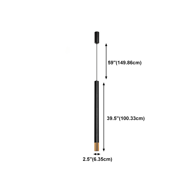 Forma del cilindro Libra del soffitto sospeso in metallo 1 Moderna luce a sospensione in nero
