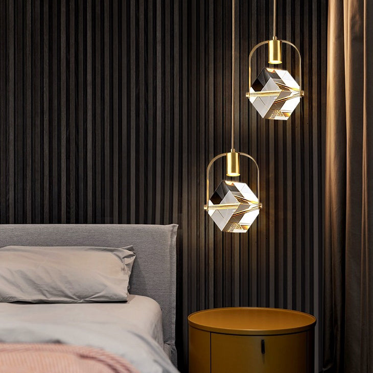 Luce geometrico in stile moderno cristallo 1 luci soffitte appese in oro