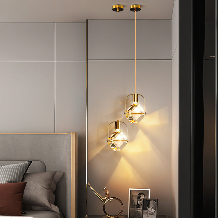 Luce geometrico in stile moderno cristallo 1 luci soffitte appese in oro