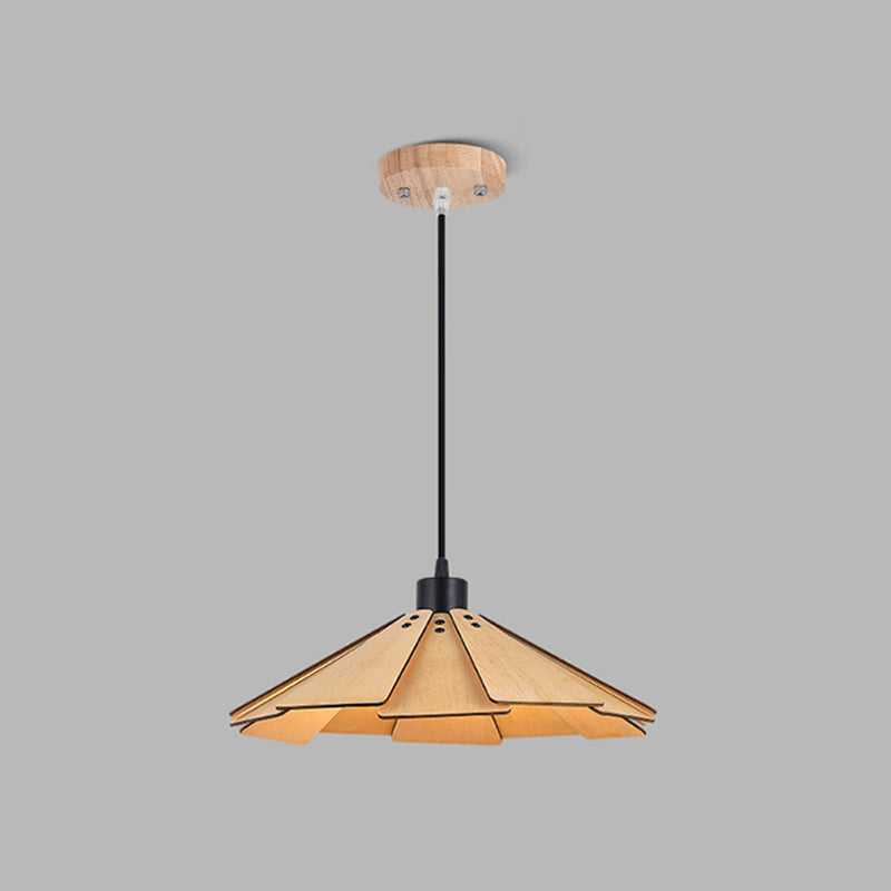 Côté à cône en bois Éclairage pendentif style moderne 1 lumière suspendue pour le salon